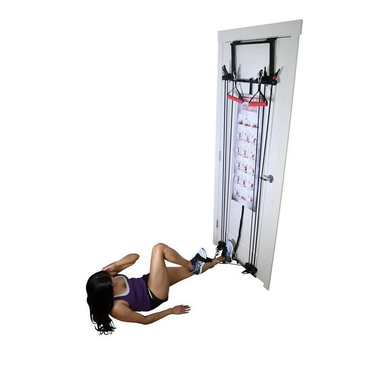 Tower 200 Door Gym Full Body Exercise Fitness System with Straight Resistance Bar, DVD, Chart - Total Home Gym Strength Training