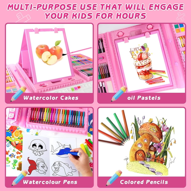 LINXUXIE, Art Supplies for Kids, 208 pcs Drawing Set with Easel