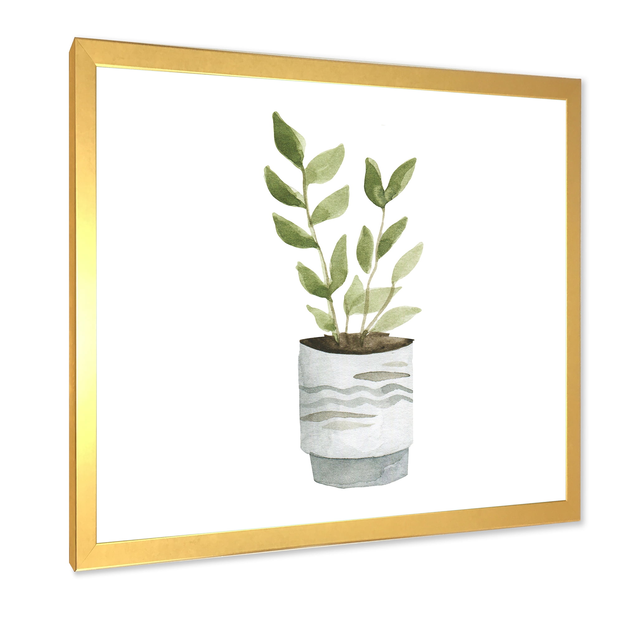 Designart 'Indoor Green Home House Plants in Pots II' Traditional Framed Art Print