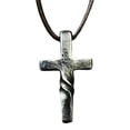 thumbnail image 1 of EZLIFE Collar con colgante de aleación y cruz retorcida + cuerda de cuero --us D8F2, 1 of 1