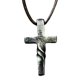 thumbnail image 1 of TQEHS Collar con colgante de aleación y cruz retorcida + cuerda de cuero --us D8F2, 1 of 1