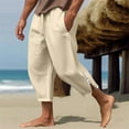 thumbnail image 2 of Riforla Solid Color Harem Pants Casual Capri Pants Lightweight Loose Beach Summer Pant Mens Pants Khaki M, 2 of 8