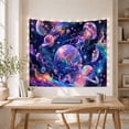 thumbnail image 5 of Layered Marbled Planets Among Luminous Cosmic Jellyfish, Dreamy Surreal for Space Lovers, Celestial Wall Art, Housewarming Gift, Tapestry Wall Hanging for Bedroom and Studio, 5 of 7