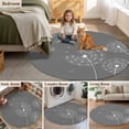 thumbnail image 6 of 3ft Round Rug, Grey Dandelion Non-Skid Rubber Backing Large Area Rugs - Living Room Bedroom Home Office, Abstract Art Simple Floral Indoor Floor Mat Carpets Washable Rug, 6 of 9