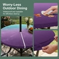 thumbnail image 3 of Round Outdoor Tablecloth with Umbrella Hole and Zipper, Teal Purple Ombre Fitted Table Cover with Elastic Edge for 36-44 Inch, Modern Geometric Striped Abstract Art Waterproof Patio Tablecoths, 3 of 9