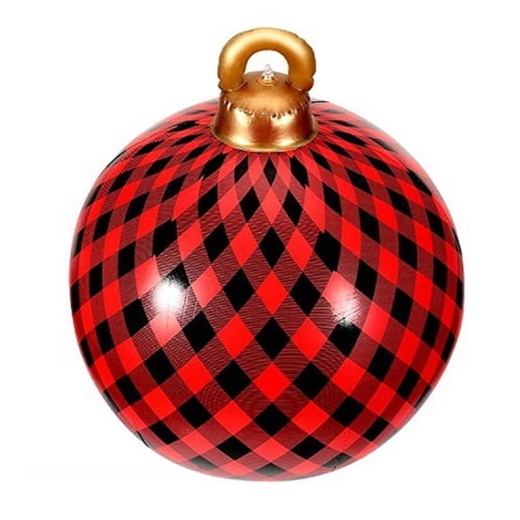 Light Up PVC Inflatable Christmas Ball,24 Inch Large Outdoor Decorated Ball Outdoor Christmas Decorations,New Years Christmas Ornaments with Light,Remote for Yard & Pool Decorations (Red) (Red) (red)