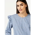 thumbnail image 4 of Free Assembly Women's Button Shoulder Mini Dress with Long Sleeves, 4 of 6
