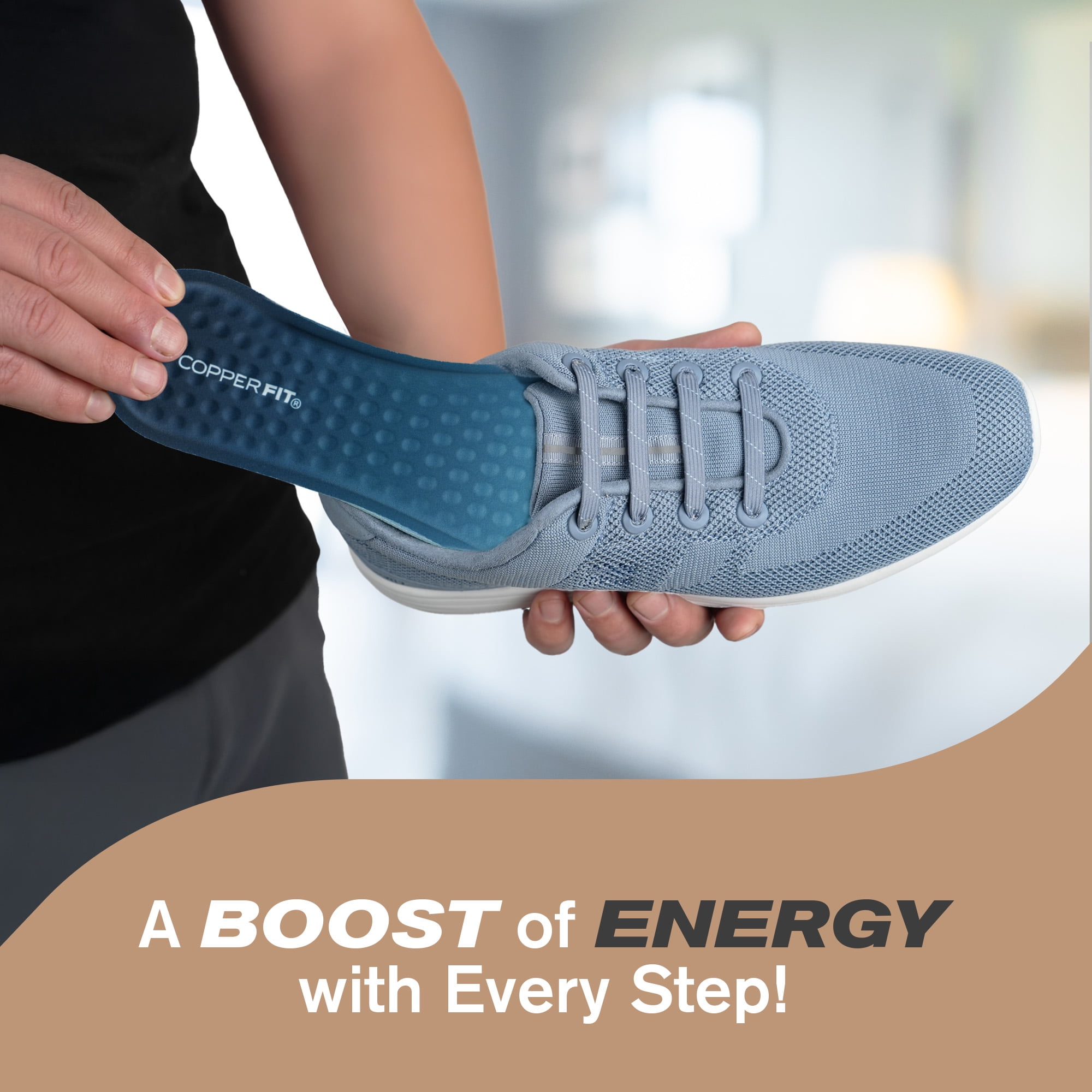 Copper Fit® Energy Foam Insoles, Rebound Cushion, Anti-Impact & Fatigue, Men’s Size 8-14