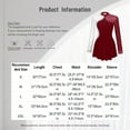 thumbnail image 6 of Sinleey Women's Figure Ice Skating Dress Long Sleeve Shiny Rhinestone Ballet Skirted Leotard Dresses Burgundy M, 6 of 6