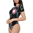 thumbnail image 2 of Lsque Geometry Dash Women's Crew Neck Short Sleeve Bodysuit Basic T Shirts Tops Onesie Adult Cute Pajama-Medium, 2 of 8