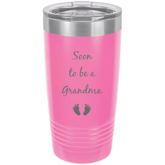 Soon to be a Grandma Stainless Steel Engraved Insulated Tumbler 20 Oz Travel Coffee Mug, Pink
