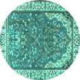 thumbnail image 1 of Ahgly Company Machine Washable Indoor Round Animal Turquoise Blue Traditional Area Rugs, 5' Round, 1 of 4