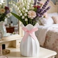 thumbnail image 6 of Ceramic Bow Vase, Flower vase with Bow for Roses Tulips Artificial Flowers, Cute Decor for Bathrooms, Dressers, Windowsills, Home, Christmas(Pink), 6 of 9