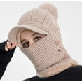thumbnail image 5 of Women Beanie Knit Hat, Winter Hat with Scarf Mask Set for Women,Girls Warm Hat Earmuffs Cap with Pom, 5 of 6