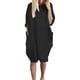 thumbnail image 1 of Qucoqpe - Vestido tipo túnica informal de manga larga con bolsillos para mujer, color negro, 1 of 1