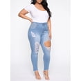 thumbnail image 5 of Gvmfive Women's Plus Size Stretch Ripped Distressed Skinny Jeans, 5 of 6