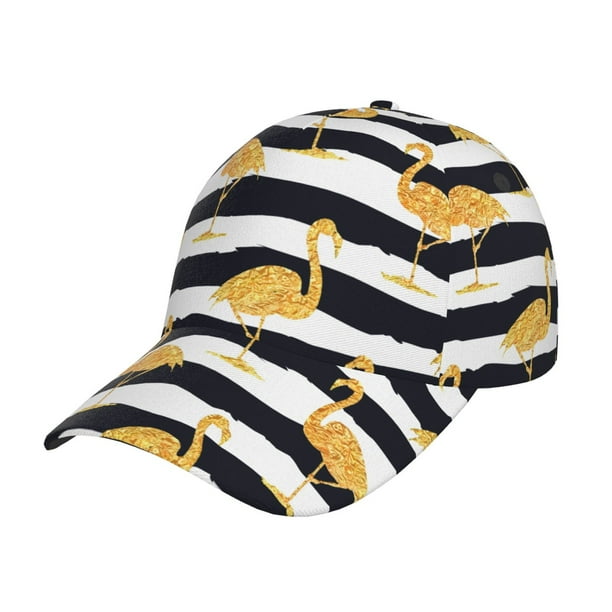 Fotbe Gold Flamingo Gorro Clásico de Béisbol, Gorra Ajustable con Broche Snapback, Gorro de Exterior de Algodón Suave