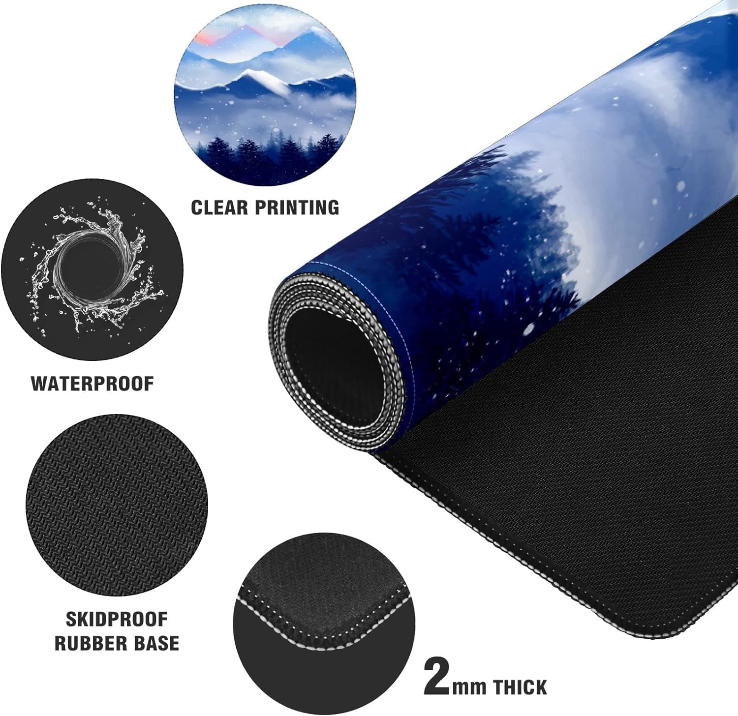 Forest Snow Tree Desk Mat, Desk Accessory, Cute Workspace, Trendy Workspace, Trendy, 35.4x15.7in Large Gaming Mouse Pad, Cute Desk Topper, Pretty Desk Pad