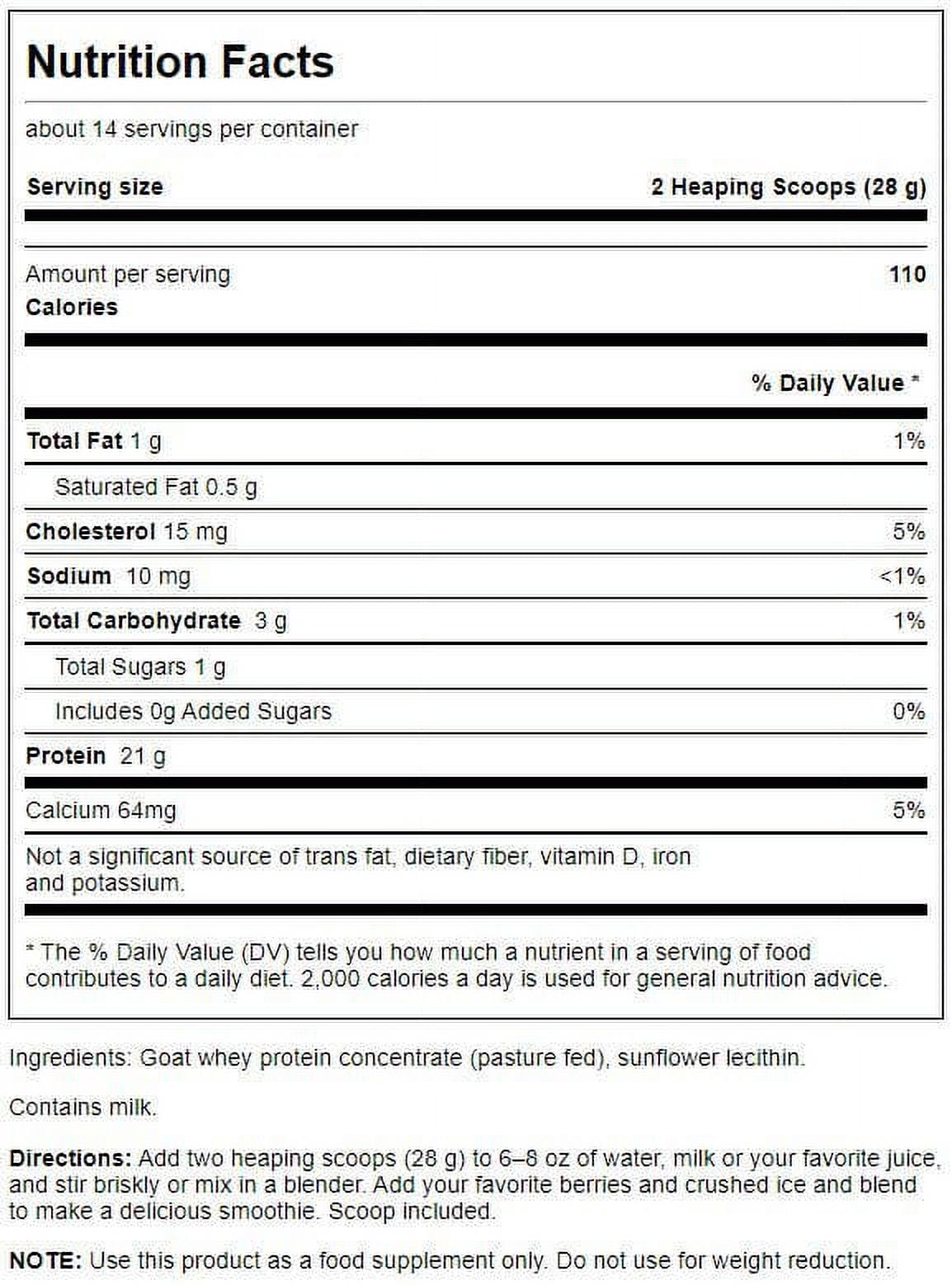 Swanson Goat Whey Protein Concentrate 14 oz Powder