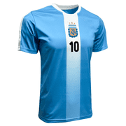 Icon Sports Argentina Messi #10 Jersey, Sky/White Stripes, Poly, YXS-XXL