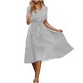 thumbnail image 2 of QUINDOS Womens Dresses Beach V-neck Short Sleeve Sundress Sun Dresses Summer Waist Tie Polka Dot Flowy Knee Length Midi Womens Dresses, 2 of 6