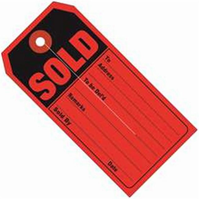 Box Partners G26010 4.75 x 2.38 in. Sold Retail Tags, Red & Black - Case of 500