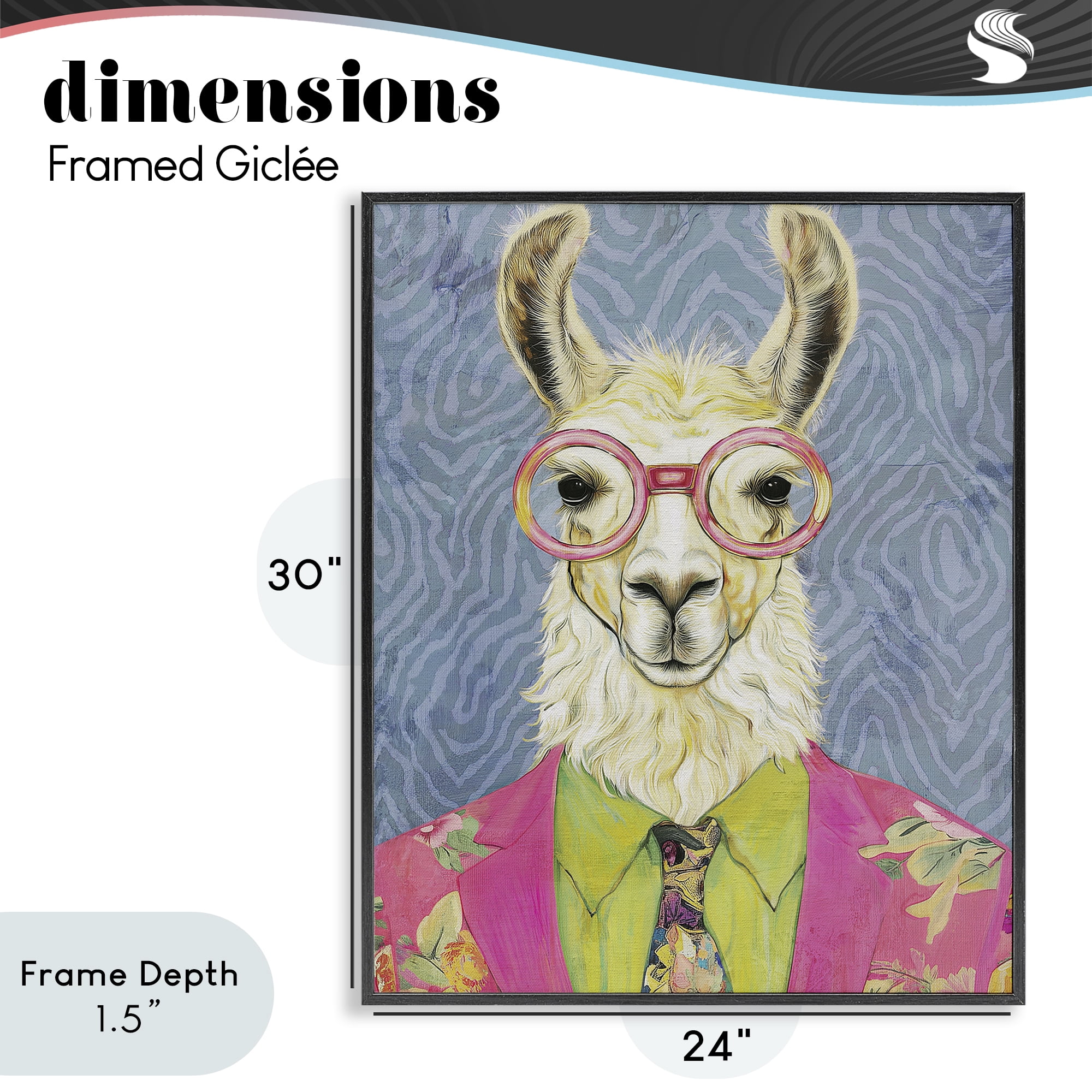 Stupell Industries Bright Gaze Llama Black Framed Giclee Art, design by Svetlana Aleynikova