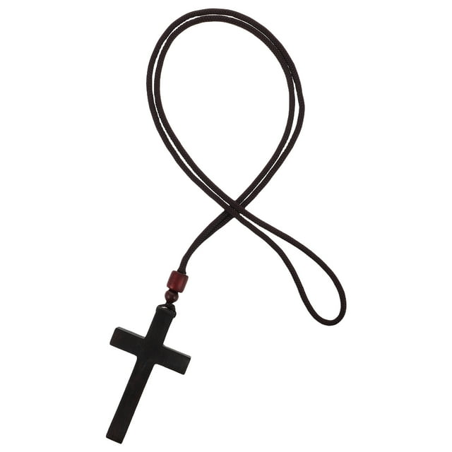 Collar con colgante de cruz de madera natural hecho a mano para hombres y mujeres Cruz versátil para decoración de espejo de coche Collar de cruz de madera único