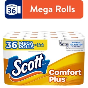 Scott ComfortPlus Toilet Paper, 36 Mega Rolls