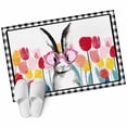 thumbnail image 6 of Easter Bathroom Rug Washable 2x3 Entryway Rug Non Slip Rabbit Spring Botanical Flowers Black White Lattice Front Door Mat Low Pile Indoor Doormat Throw Floor Carpet for Kitchen Bedroom Entrance, 6 of 8