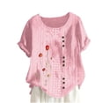 thumbnail image 1 of Birdeem Blouses pour Femmes Mode Imprimée Confortable Ample Manches Courtes Blouse Boutonnée Col Rond Décontracté, 1 of 12