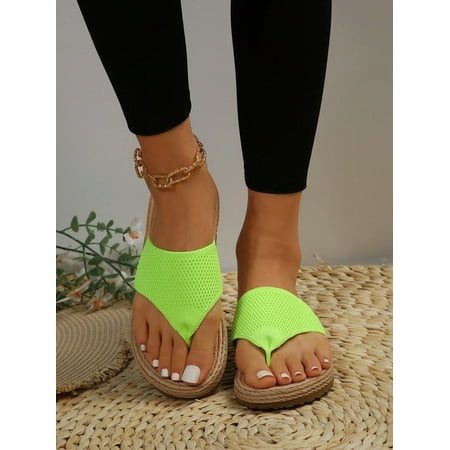 

Ladies‘ Anti-Skidding Rope Bottom Round Toe Lightweight Sandals Simple Casual Summer Slippers