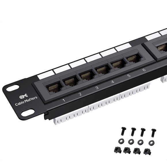 Patch Panel Cable Matters, 24 puertos Cat6, 1U, 19 pulgadas, con certificación UL
