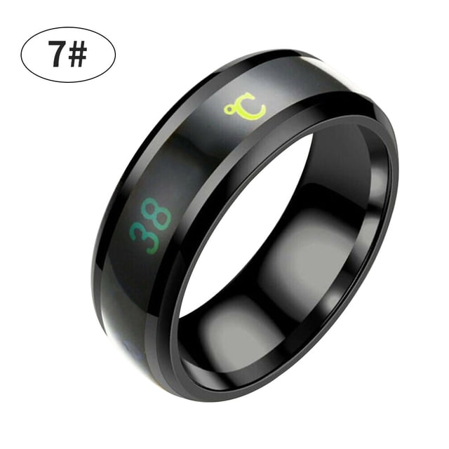 Maoww Temperature Ring Steel Emotion Mood Rings Couple Intelligent Sensitive Hand Jewelry, Size 7, Black