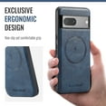 thumbnail image 5 of Compatible with Google Pixel 8a Magnetic Case, Classic Premium PU Leather TPU Hybrid MagSafe Ultra Slim Protective Skin Friendly Shockproof Case Cover for Google Pixel 8a, Blue, 5 of 7