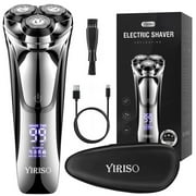 Electric Shaver for Men, Cordless Rechargeable Wet/Dry Electric Razor with Beard Trimmer, LCD Display, Travel Lock, IPX6 Waterproof