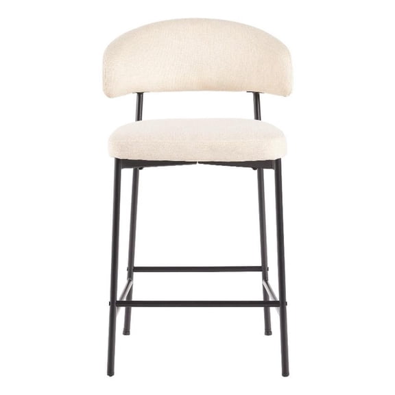 Pemberly Row Curved Back Metal Counter Stool - Set of 2 - Ivory