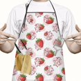thumbnail image 2 of White Cow Strawberry Pattern Apron-Garden Aprons for Women with Pockets-Cotton Linen Waterproof Kitchen Cooking Gardening Aprons Adjustable for Kitchen,Cooking,BBQ and Salon 33x27 Inch, 2 of 7