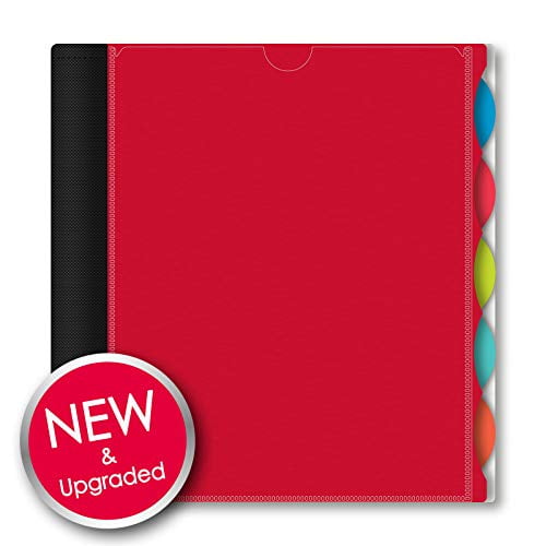 IQ+ iScholar 5-Subject Poly Cover Wirebound Notebook, College Ruled, 11 x 8.5 Inch Sheet Size, 200 Sheets, Red (59906-RE), 5 Subject