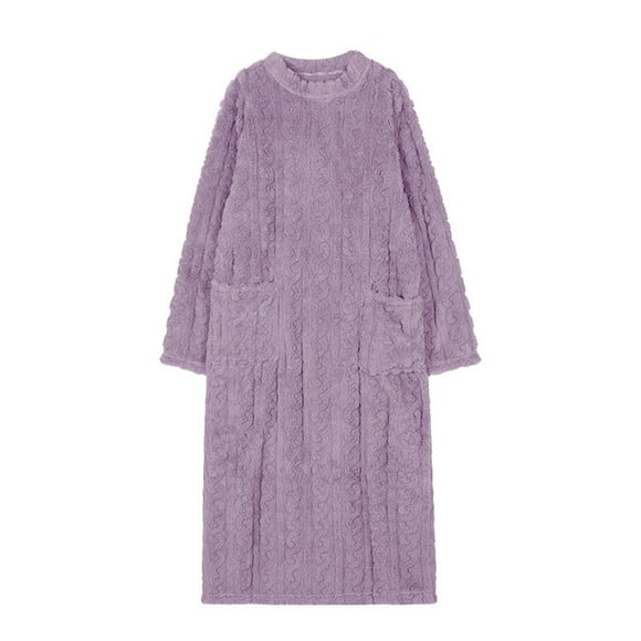 Minnieouse Manténgase acogedor y elegante, camisones de talla grande para mujer, pijamas cálidos de invierno para mujer, vestido Pijama púrpura XXL(140CM)