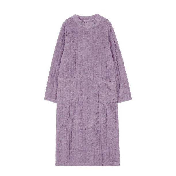 Minnieouse Vístete y mantente abrigado Colección de ropa de dormir cálida de invierno Pijamas para mujeres Camisones Mujer Tallas grandes Pijama púrpura XXL(140CM)