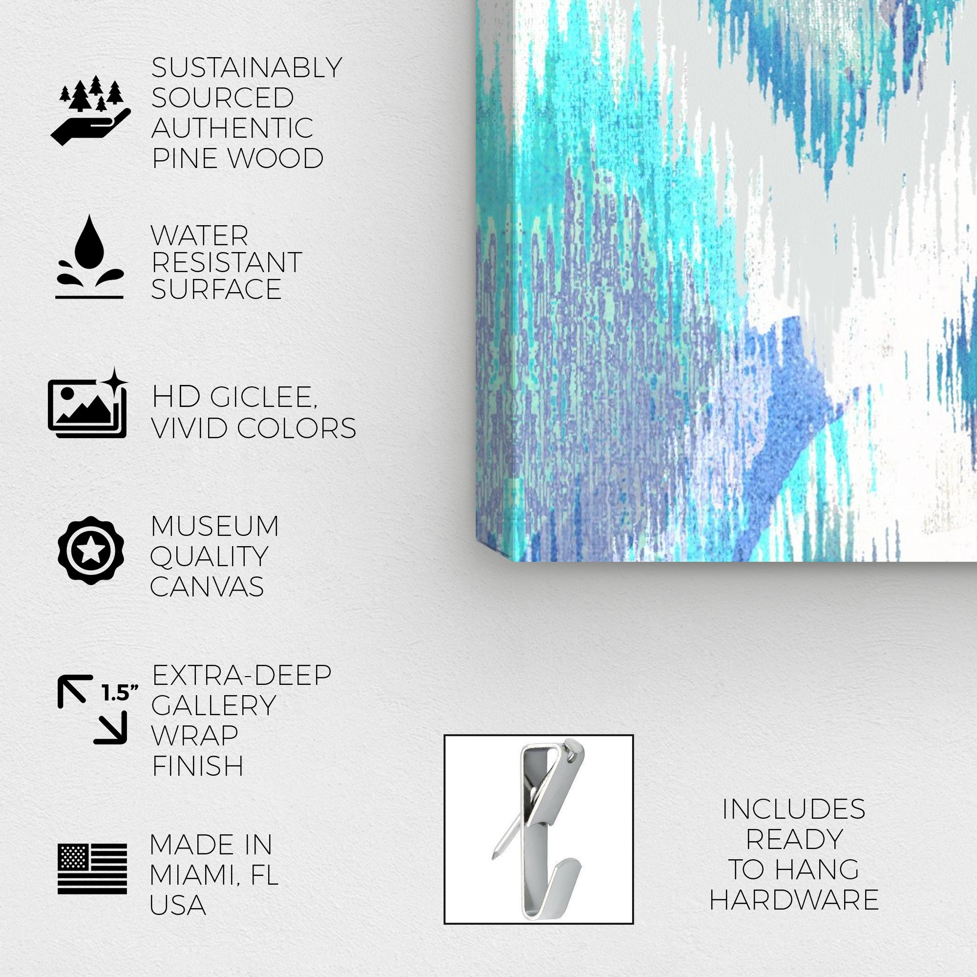 Wynwood Studio Abstract Wall Art Canvas Prints 'Del Mar' Geometric - Blue, White - image 4 of 5