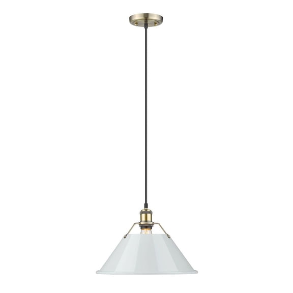 Orwell 1-Light Pendant in Aged Brass with Dusky Blue