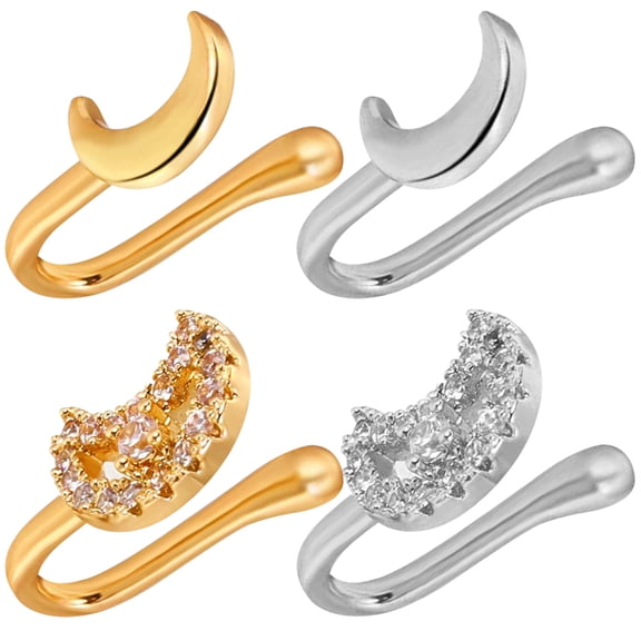 OUNONA 4 Pcs Cute Nose Rings Non Piercing Alloy Clip On Nose Cuffs for Wedding