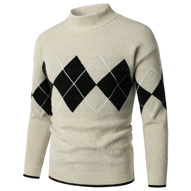 EGNMCR Chandails à Col Roulé pour Hommes, Col Montant, Chandail Mode à Manches Longues, Demi-Col Montant, Cadeaux pour Hommes
