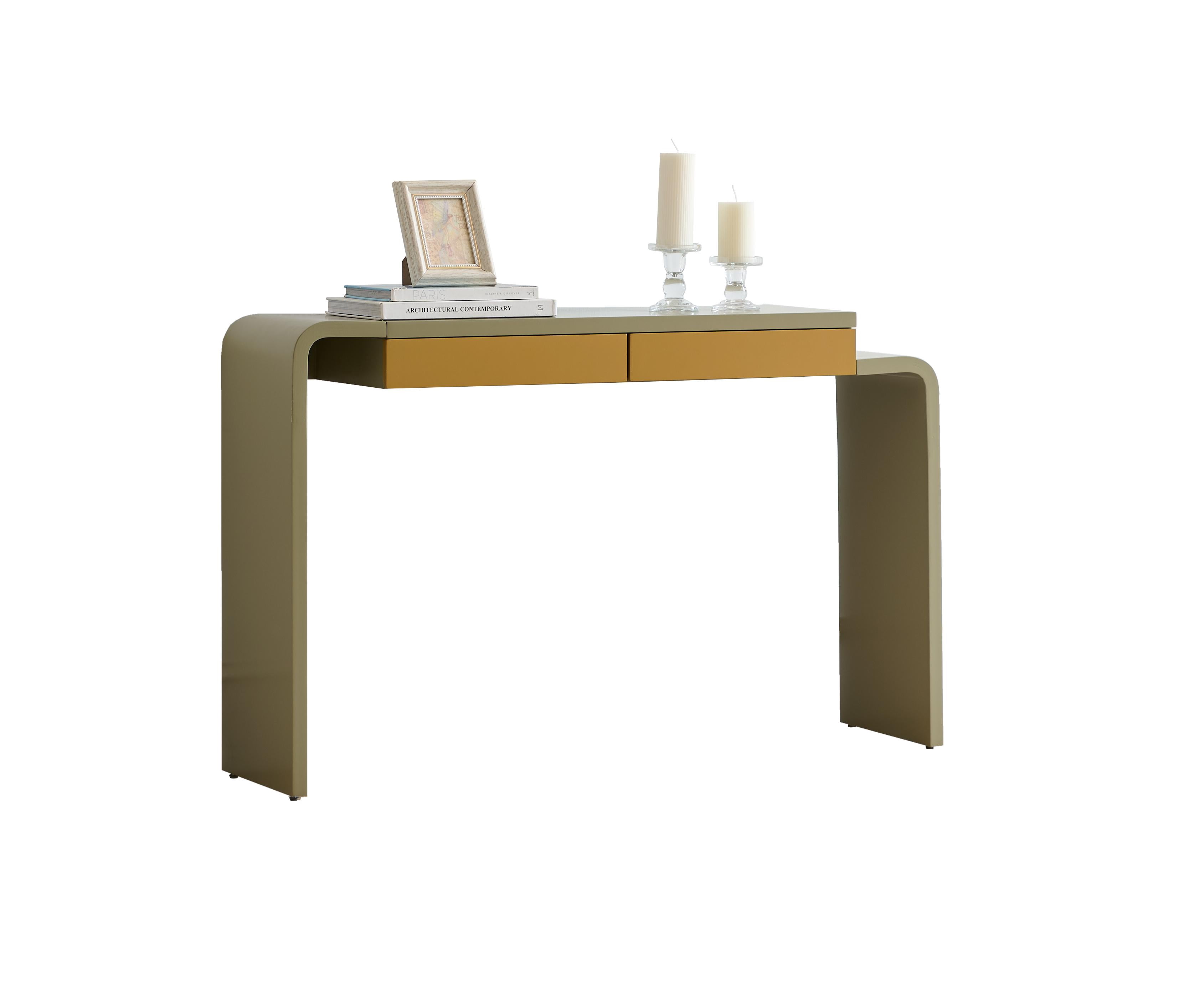 Kings Brand Furniture Yuma Wooden Console Table - Contemporary Thin Sofa Table, Side Table, Entryway Table with 2 Drawers Perfect for Hallway, Living Room, Foyer (Lemon Pepper)