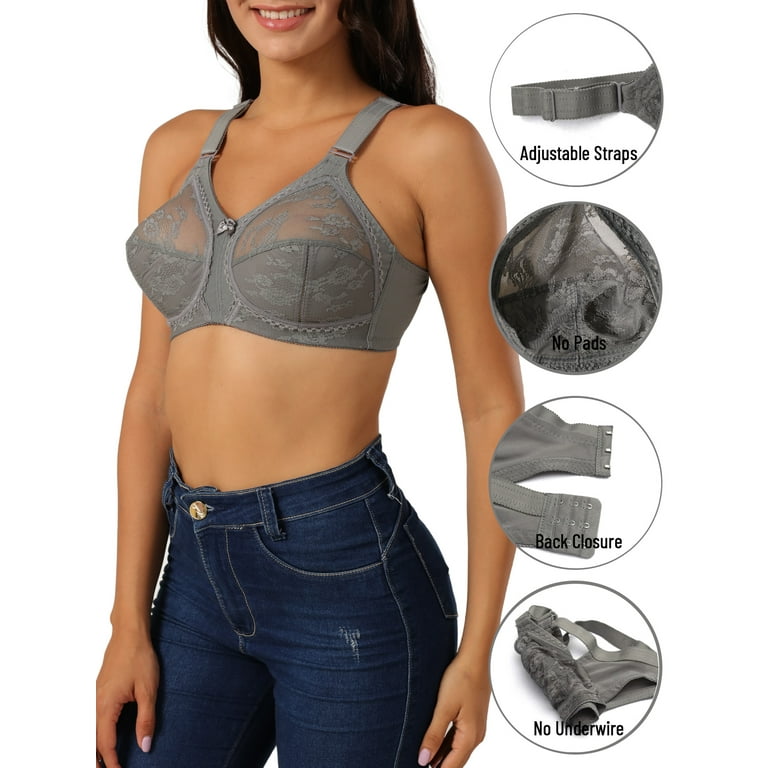 Women Plus Size Bra Full Coverage Wirefree Comfort Lace Bralettes