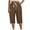Brown, variant on lmcalzta Womens Capri Pants Plus Size Wide Leg Elastic High Waist Linen Pants Drawstring Casual Trousers with Pockets