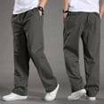 thumbnail image 2 of Dwellite Men's Casual Pants Relaxed Fit Drawstring Elastic Waist Lightweight Pant Twill Pleated Trousers with Pockets Army Green 2XL, 2 of 5