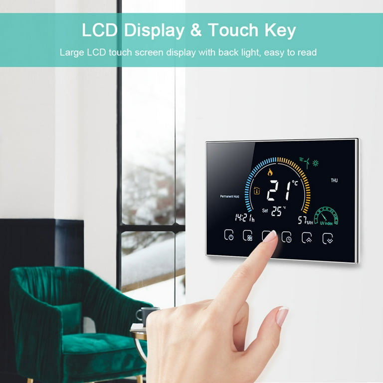TureClos WiFi Smart Programmable Room Thermostat Backlit LCD Electric  Heating Controller BHT-8000-GALW, Black - Walmart.com